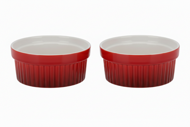 Cookinglife Ramekins / Soufflébakje / Creme Brulee Schaaltjes - Rood - Porselein - ø 11 cm - 2 Stuks