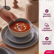 Cookinglife Serviesset Serene Blue 12-delig / 4 personen - 4 dinerborden, 4 ontbijtborden en 4 kommen