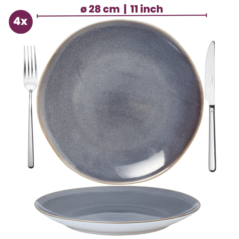 Cookinglife Serviesset Serene Blue 12-delig / 4 personen - 4 dinerborden, 4 ontbijtborden en 4 kommen