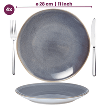 Cookinglife Serviesset Serene Blue 12-delig / 4 personen - 4 dinerborden, 4 ontbijtborden en 4 kommen