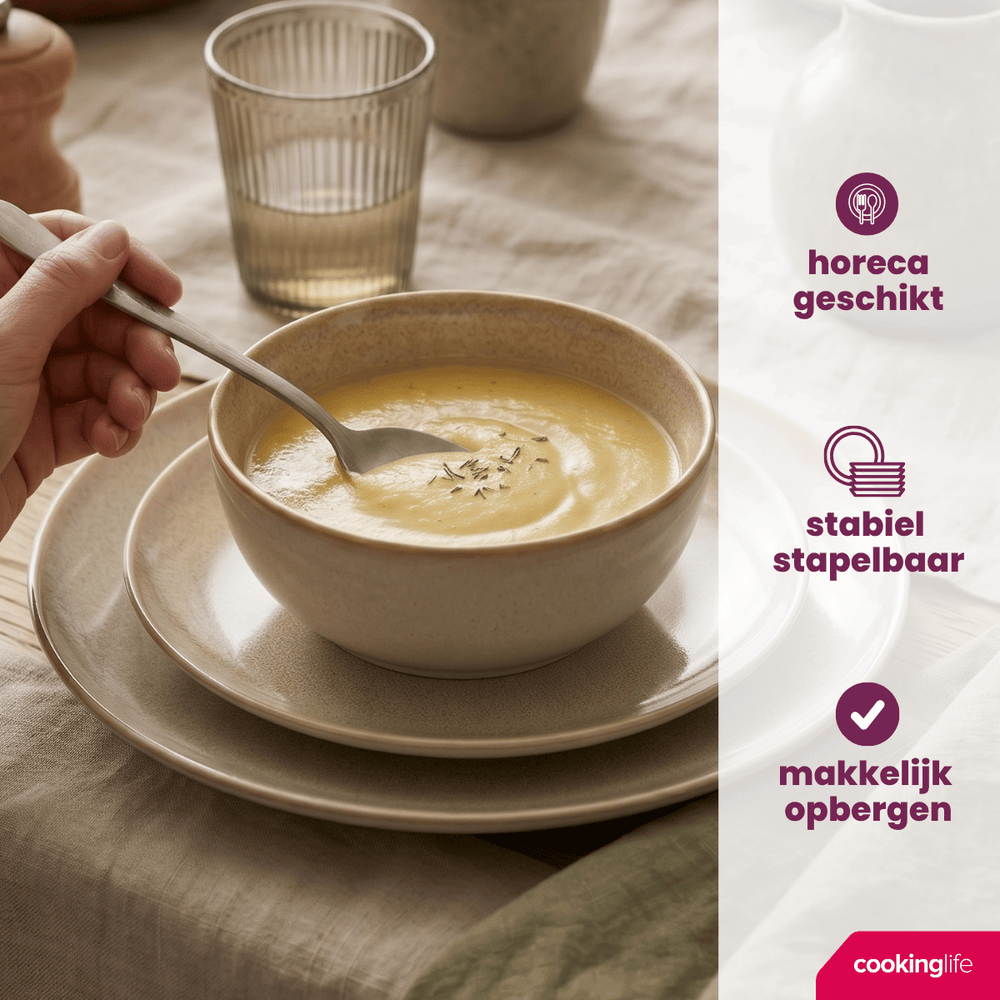 Cookinglife Ontbijtborden / Dessertborden Serene Zand ø 20 cm - Aardewerk - 4 stuks