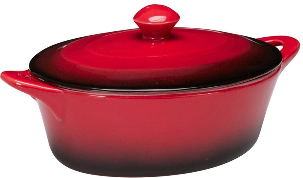 Cookinglife Serveerpan met deksel Oranje/Rood - Porselein - 600 ml