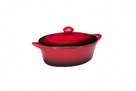 Cookinglife Serveerpannetje met deksel Rood - Porselein - 16.5 x 9 cm / 600 ml