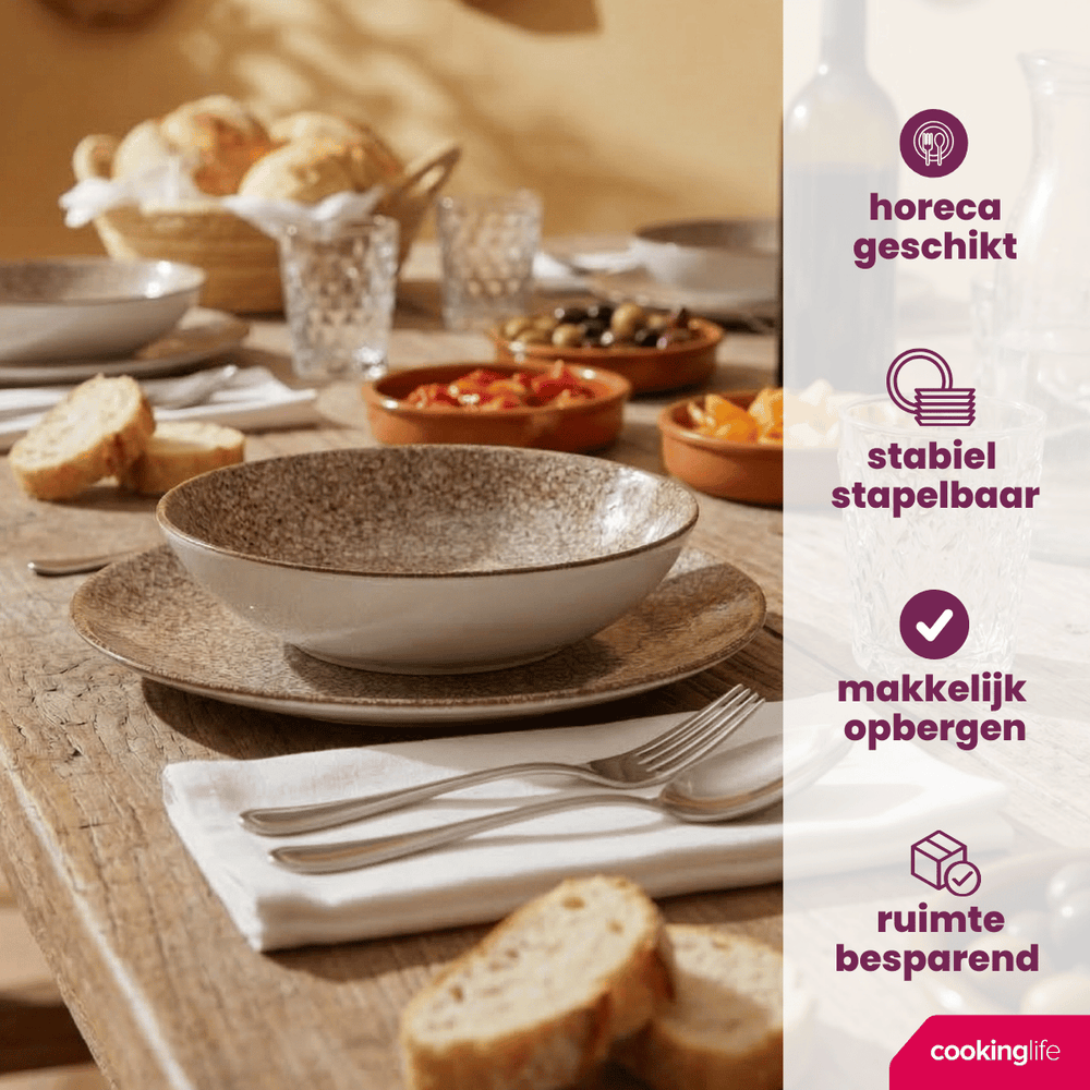 Cookinglife Serviesset Marrakech Porselein 24-delig / 8 personen - 8 dinerborden, 8 ontbijtborden en 8 diepe borden