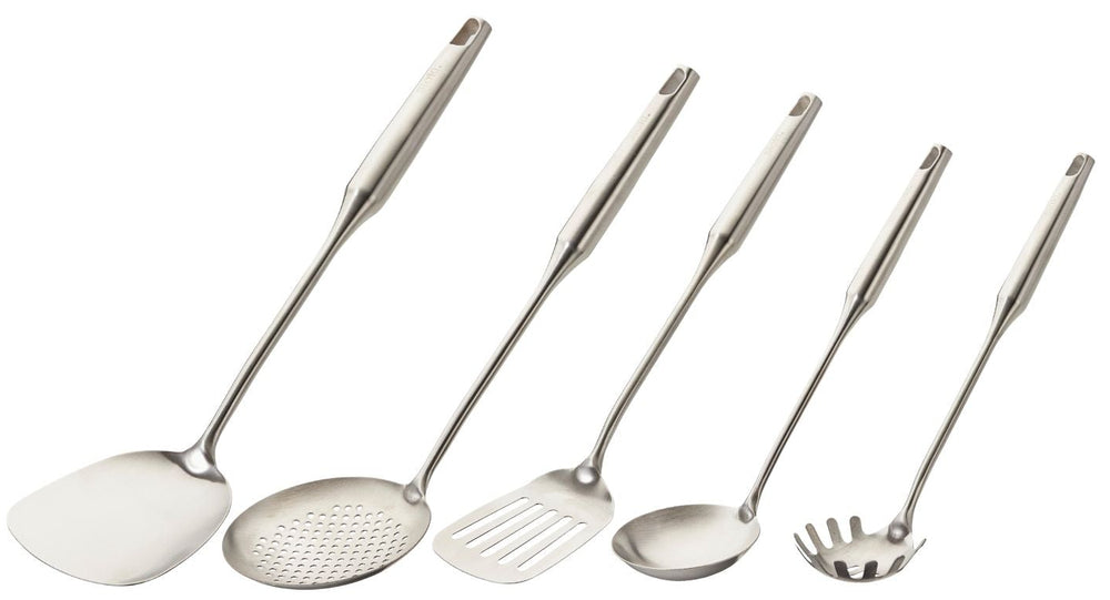 Cookinglife Spatelset ProLine RVS - Keukentoolset - 5-delig - Bakspaan, spatel, spaghettilepel, soeplepel & schuimspaan