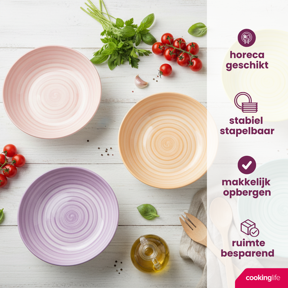 Cookinglife Diepe Borden / Pastaborden Spring Vibes ø 21 cm - 6 Stuks