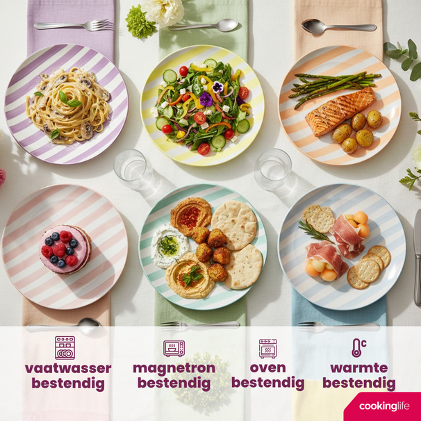 Cookinglife Serviesset Spring Vibes - 18-delig / 6 personen - 6 dinerborden, 6 ontbijtborden en 6 diepe borden