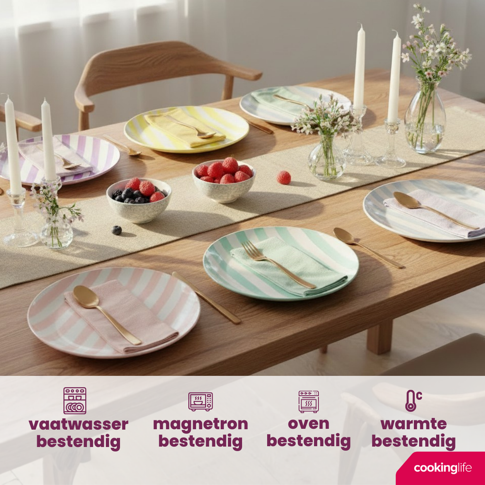 Cookinglife Ontbijtborden / Dessertborden Spring Vibes ø 19 cm - 6 Stuks