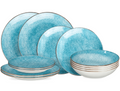 Cookinglife Serviesset Tela Blauw Porselein 12-delig / 4 pesonen - 4 dinerborden, 4 ontbijtborden en 4 diepe borden