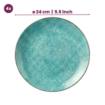 Cookinglife Serviesset Tela Groen Porselein 12-delig / 4 pesonen - 4 dinerborden, 4 ontbijtborden en 4 diepe borden