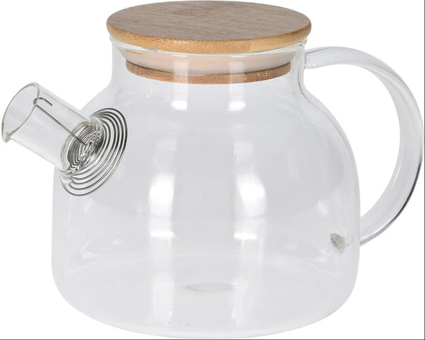 Cookinglife Theepot - Borosilcaat Glas / Bamboe Deksel - 1 Liter