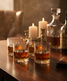 Cookinglife Whiskey Set, Whiskey Karaf 900 ml + 4 Whiskey Glazen 230 ml