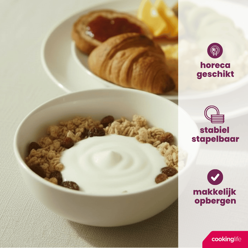 Cookinglife Serviesset Aardewerk Wit 16-delig / 4 personen - 4 dinerboren, 4 ontbijtborden, 4 kommen en 4 mokken