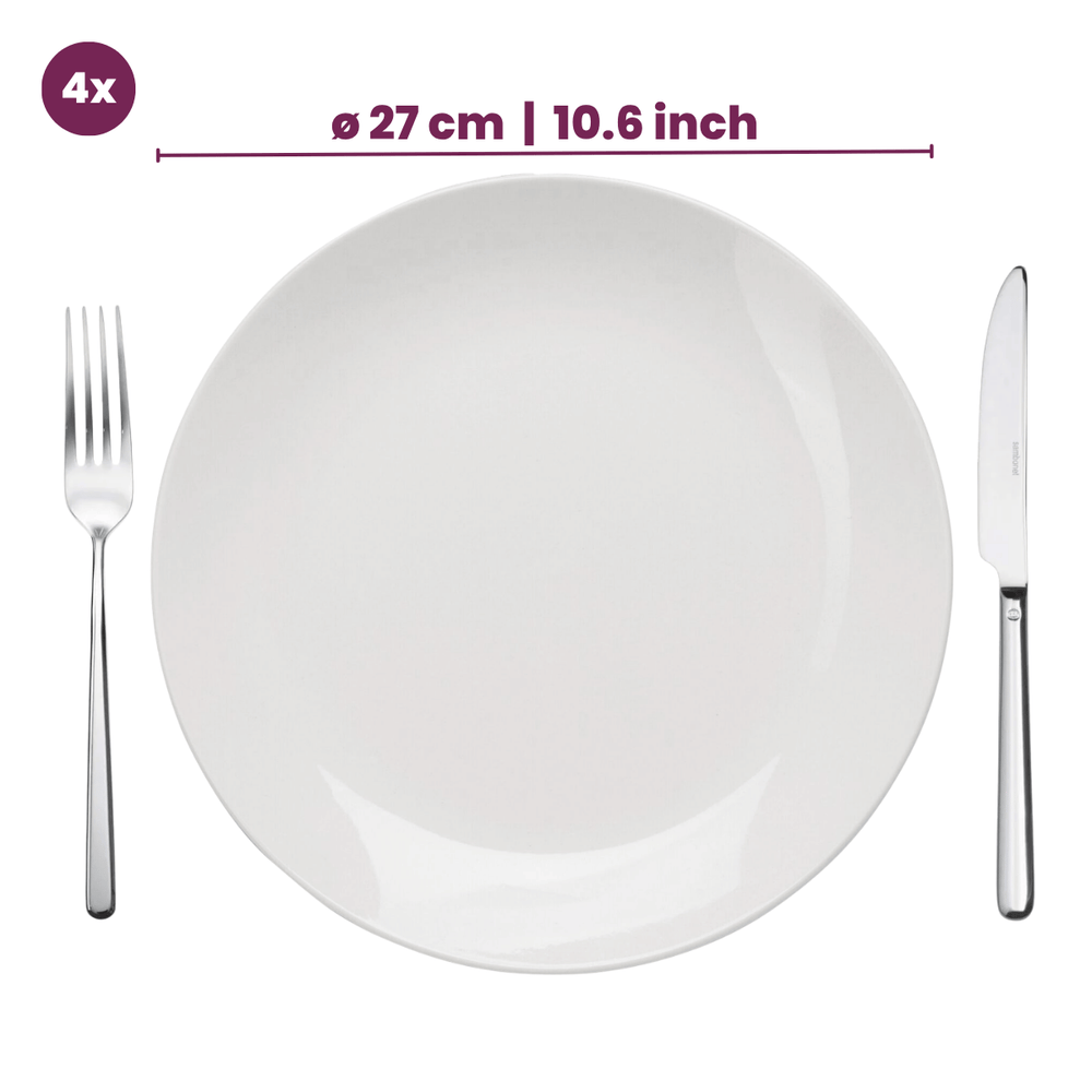 Cookinglife Serviesset Aardewerk Wit 16-delig / 4 personen - 4 dinerboren, 4 ontbijtborden, 4 kommen en 4 mokken