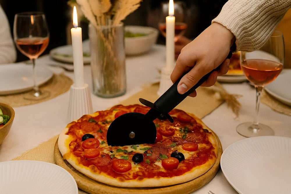 Cookinglife Keukengerei Set Zwart - 6-delig - Torenrasp, Knoflookpers, Blikopener, Pizzasnijder, Kaasschaaf & IJschep