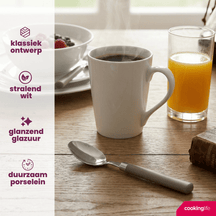 Cookinglife Serviesset Porselein Wit 36-delig / 4 personen - 4 dinerborden, 4 ontbijtborden, 4 kommen, 4 mokken, 4 waterglazen en 4 besteksetjes