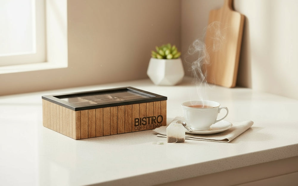 Cookinglife Theedoos - Theekist - Bistro - 6 vakken - 24 x 16.5 x 7.5 cm