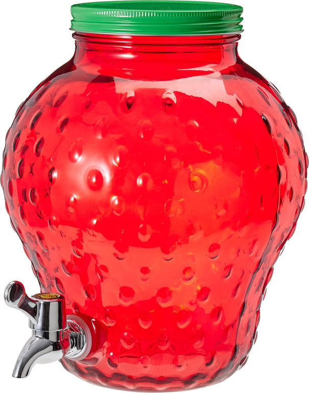 Cookinglife Drankdispenser Aardbei - Glas 4 Liter