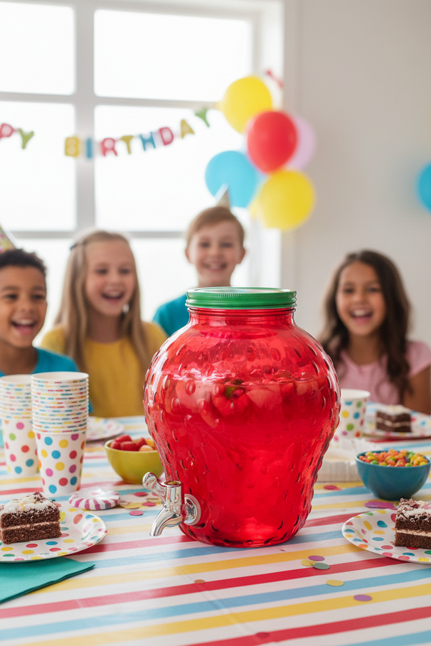 Cookinglife Drankdispenser Aardbei - Glas 4 Liter