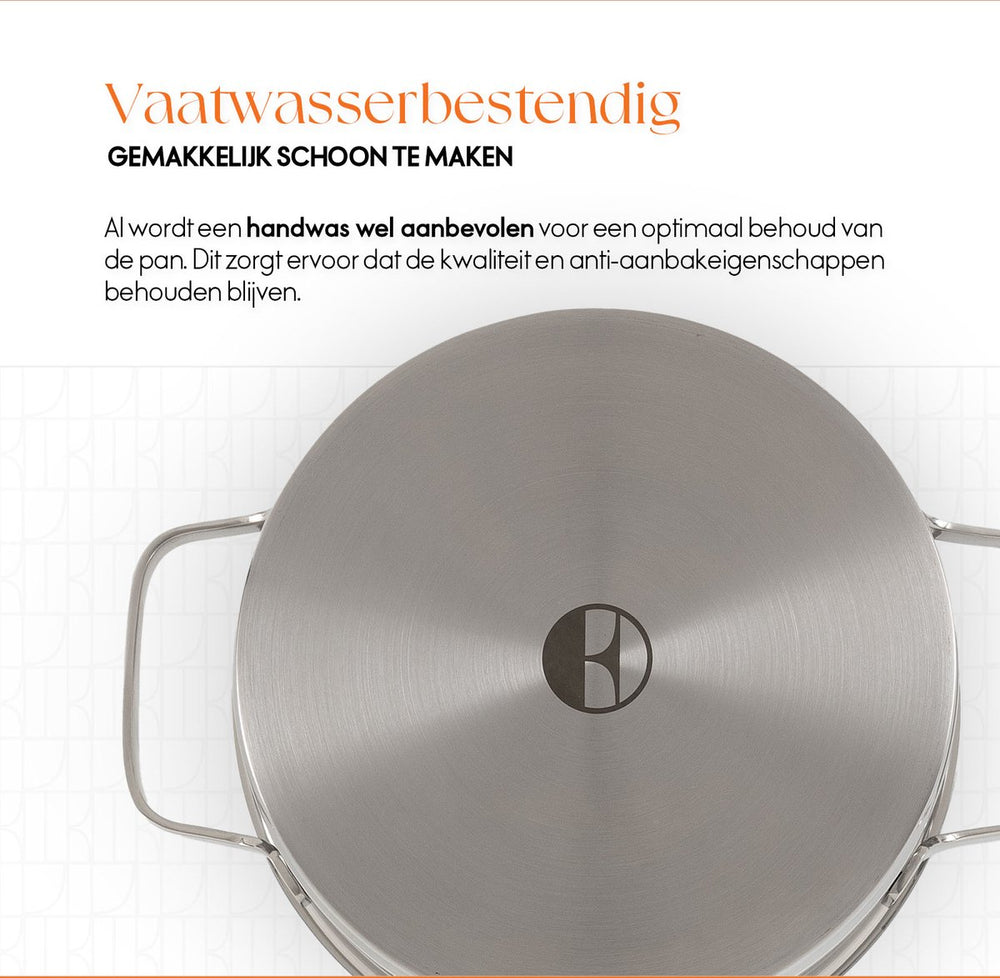 ELLE Gourmet Moderne Kookpan met Deksel - Ø 18 cm  - RVS