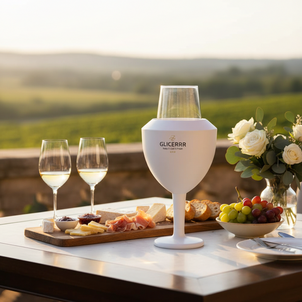 GLICERRR Wijnglas koeler en houder set + glas - 2 stuks
