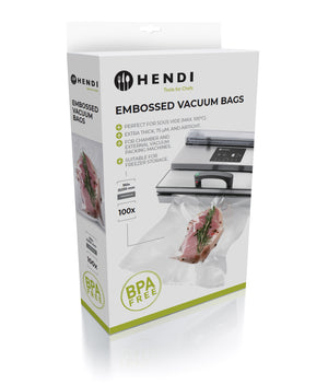 Hendi Vacumeerzakken met reliëf - Sous Vide Zakken - 15 x 25 cm - Geschikt voor FoodSaver vacumeermachines - 100 stuks