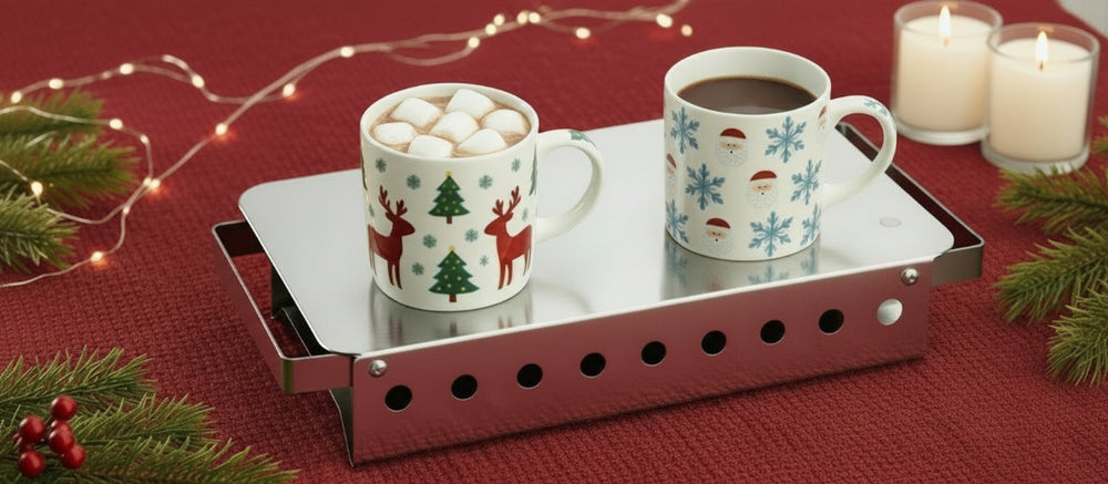 Hendi Warmhoudplaat - Bordenwarmer met 2 theelichthouders - RVS - 33 x 18 x 6.5 cm