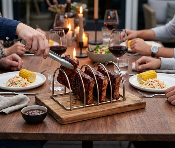 Keij Kamado Sparerib Rek Small - Ribrek - Ribsrek - RVS Zilver voor 4 spareribs