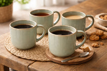 Cookinglife Koffiemokken Serene Green 330 ml - Aardewerk - 4 stuks