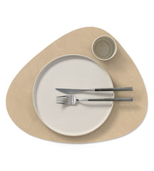 LIND DNA Placemats Nupo - Leer - Brown / Sand - dubbelzijdig - Curved - 44 x 37 cm - 2 Stuks