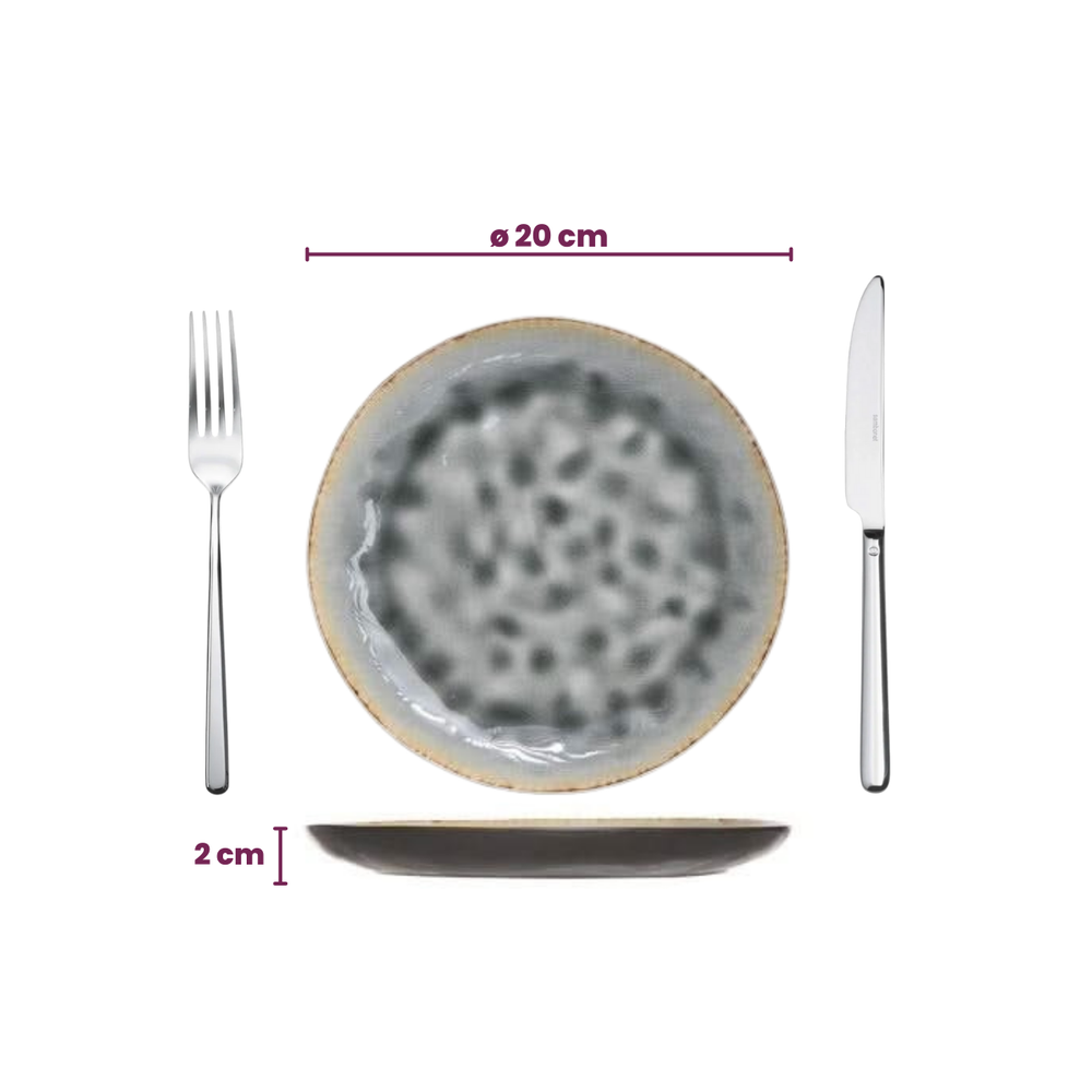 Cosy & Trendy Ontbijtborden / Dessertborden - Laguna Blue Grey ø 20 cm - 4 Stuks