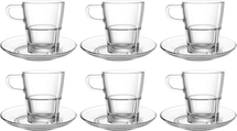 Leonardo Koffieglas- en schotel Senso 250 ml - 6 stuks