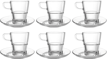 Leonardo Koffieglas- en schotel Senso 250 ml - 6 stuks