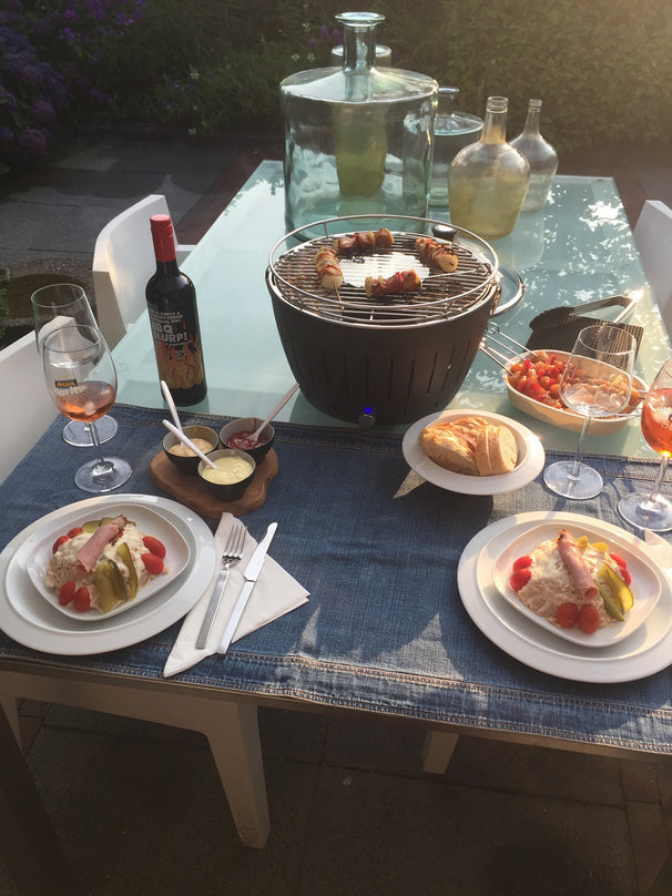 LotusGrill BBQ / Tafelbarbecue Classic Hybrid - Gas of Houtskool - ø 35 cm - Antraciet