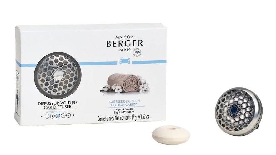Maison Berger Autoparfum / Autodiffuser Silver - Cotton Caress - Met Navulling
