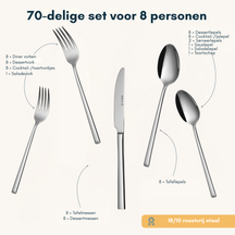 Sola Bestekset Luxor - 18/10 RVS - 70 delig / 8 personen
