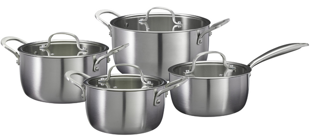 Cookinglife Pannenset Signature Steel 4-Delig RVS - Kookpan ø 16, 20 en 24 cm en Steelpan ø 17.5 cm - geschikt voor alle warmtebronnen
