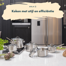 Sola Pannenset Pearl - RVS - Kookpan ø 16, 18, 20 cm & Steelpan ø 16 cm -  Inductie geschikt - 4 Delig