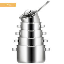 Sola Pannenset Pearl - RVS - Kookpan ø 16, 18, 20, 24 cm & Steelpan ø 16 cm - Inductie & Downdraft geschikt - 5 Delig