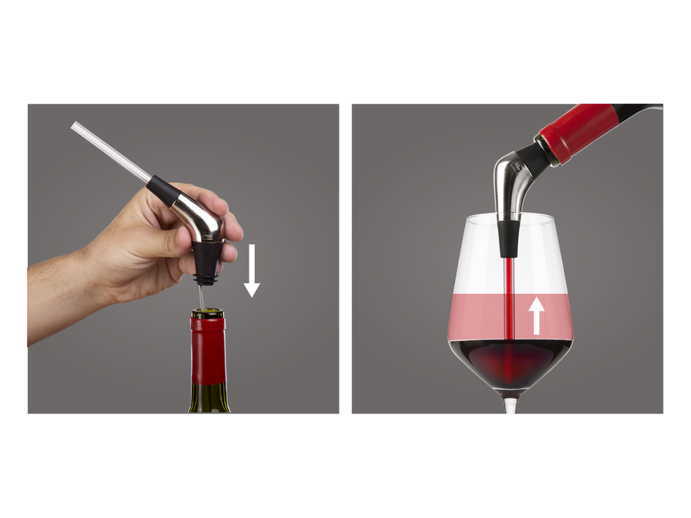 Vacu Vin Wijnschenker Slow Wine Pourer - Zilver