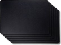 Jay Hill 6 Placemats + 6 Onderzetters Rechthoek - Vegan leer - Zwart