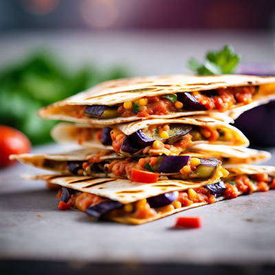 Quesadilla met aubergine, paprika en kaas