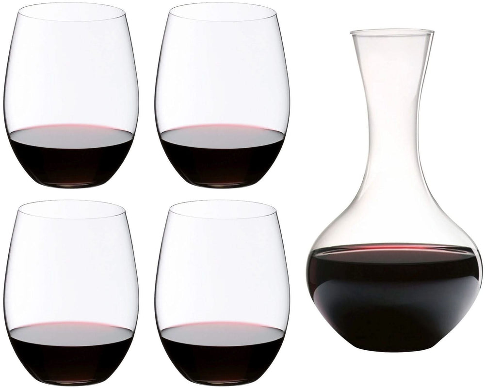 Riedel Rode Wijnglazenset O Wine - 4 stuks met Decanteerkaraf Syrah