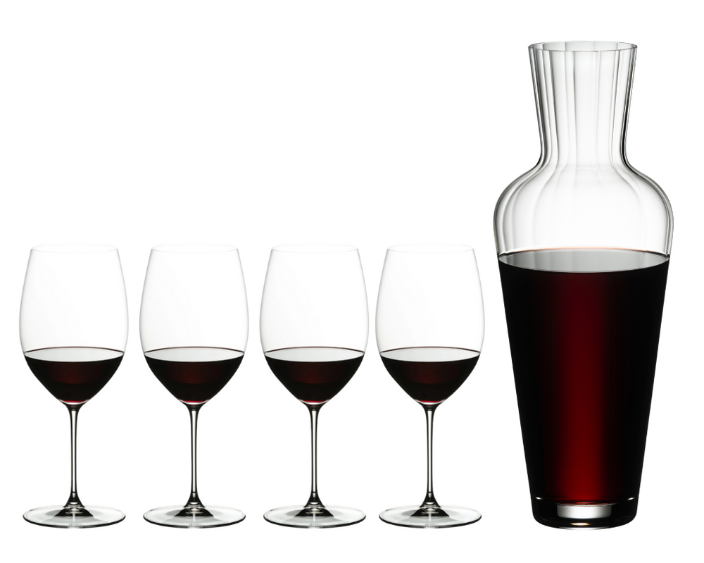 Riedel Wijnglazenset - Rode Wijnglazen - Veritas -  Cabernet / Merlot + Wine Friendly Decanter