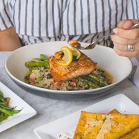 Risotto met asperges en zalm