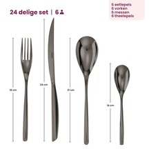 Sambonet Bestekset Bamboo - Zwart - 24 delig / 6 personen