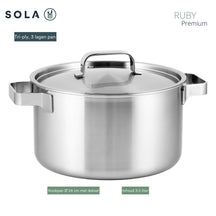 Sola Pannenset Ruby (Kookpan ø 16, 18, 20 & 24 cm, Steelpan ø 16 cm) - Inductie geschikt - 5 Delig