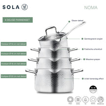 Sola Pannenset Noma (Kookpan ø 16, 18, 20 cm, Steelpan ø 16 cm) - Tri-ply - 4-delig