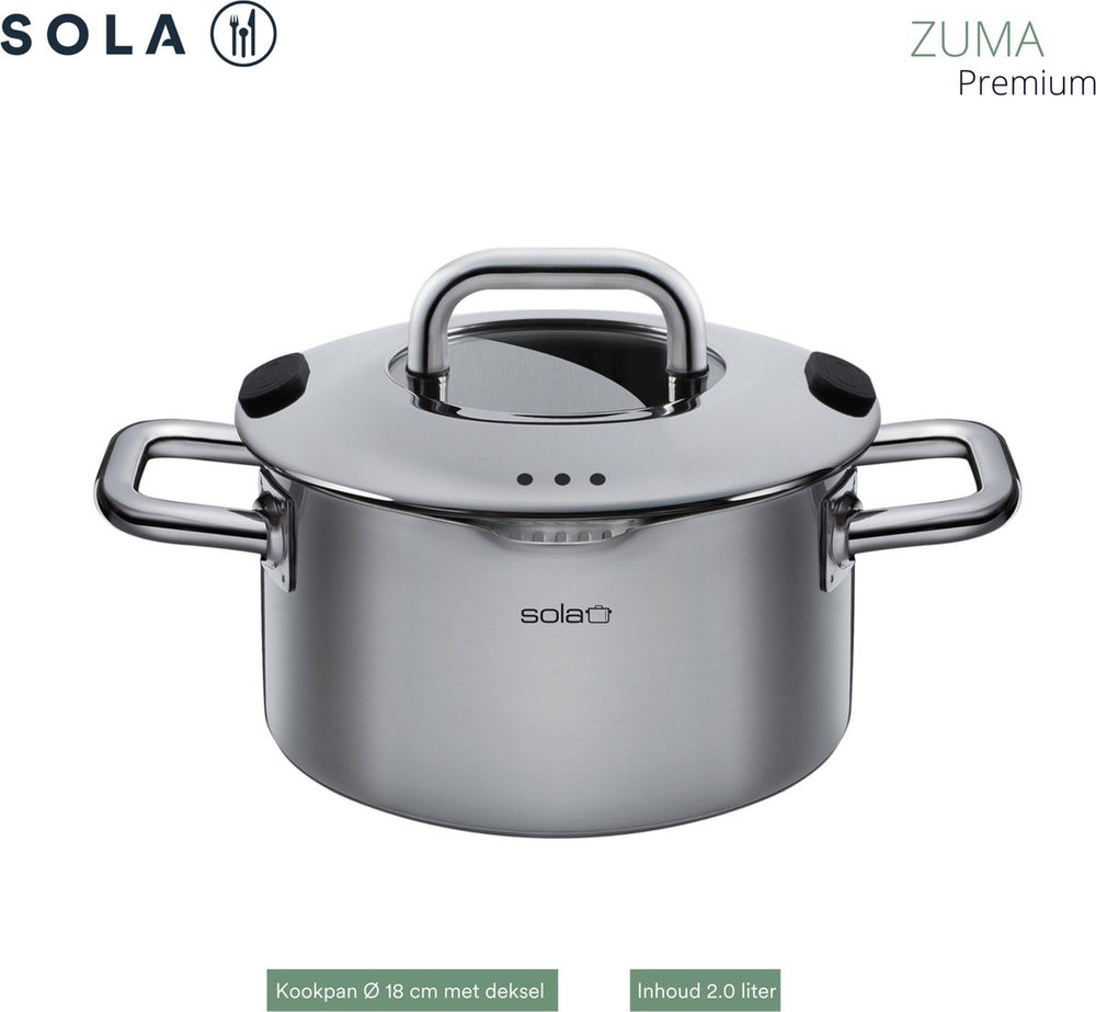 Sola Pannenset Zuma (Kookpan ø 16, 18, & 20, Steelpan ø 16 cm) 4-delig