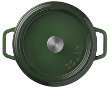 Sola Braadpan met deksel Gietijzer - Groen - ø 24 cm / 3.2 Liter - Geëmailleerd